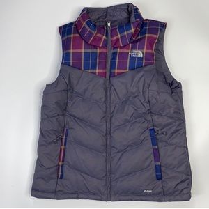 The North Face Sheka 550 Down Puffer Vest Purple Plaid